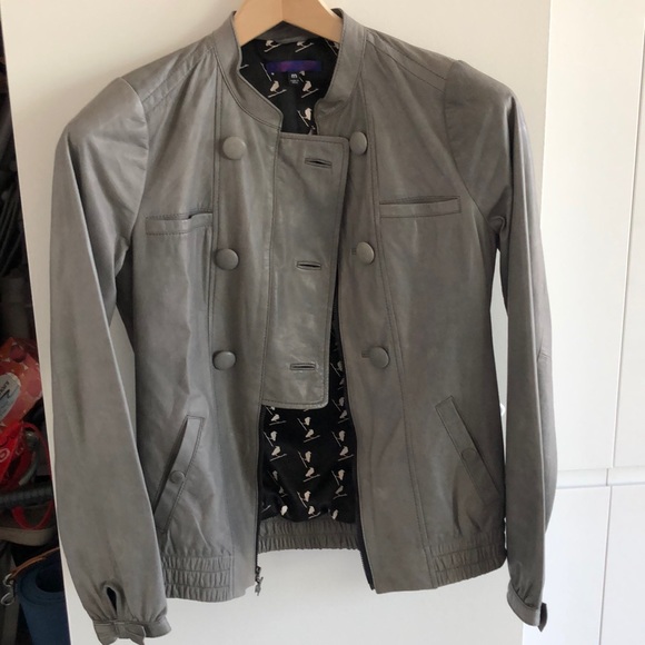 Modern Amusement Gray Leather Jacket - Picture 3 of 8